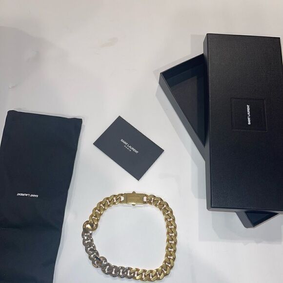 SAINT LAURENT TWO-TONE CHAIN NECKLACE IN METAL - Picture 4 of 8